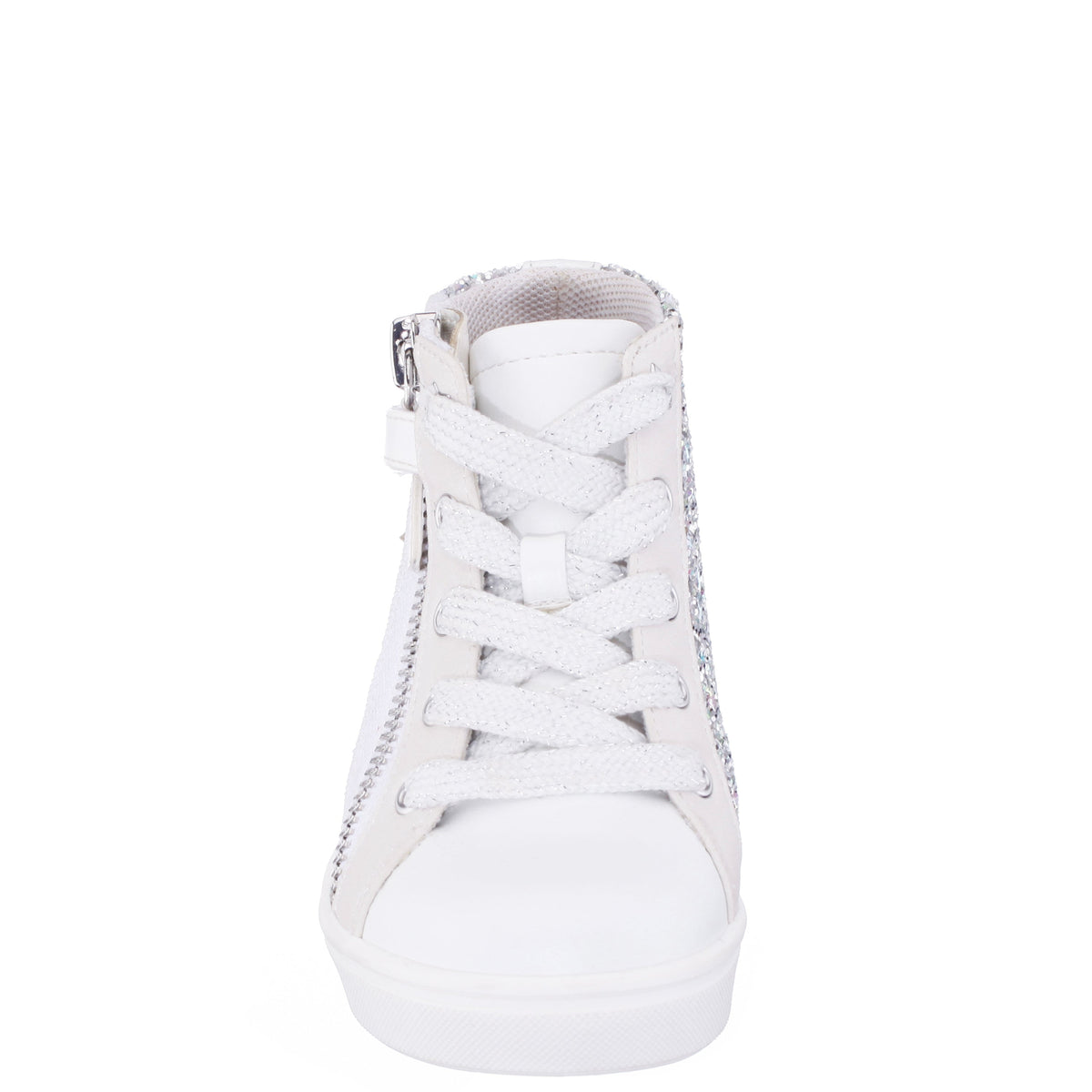 Nina Shoes Girls Yuti White Glitter High Top Sneakers