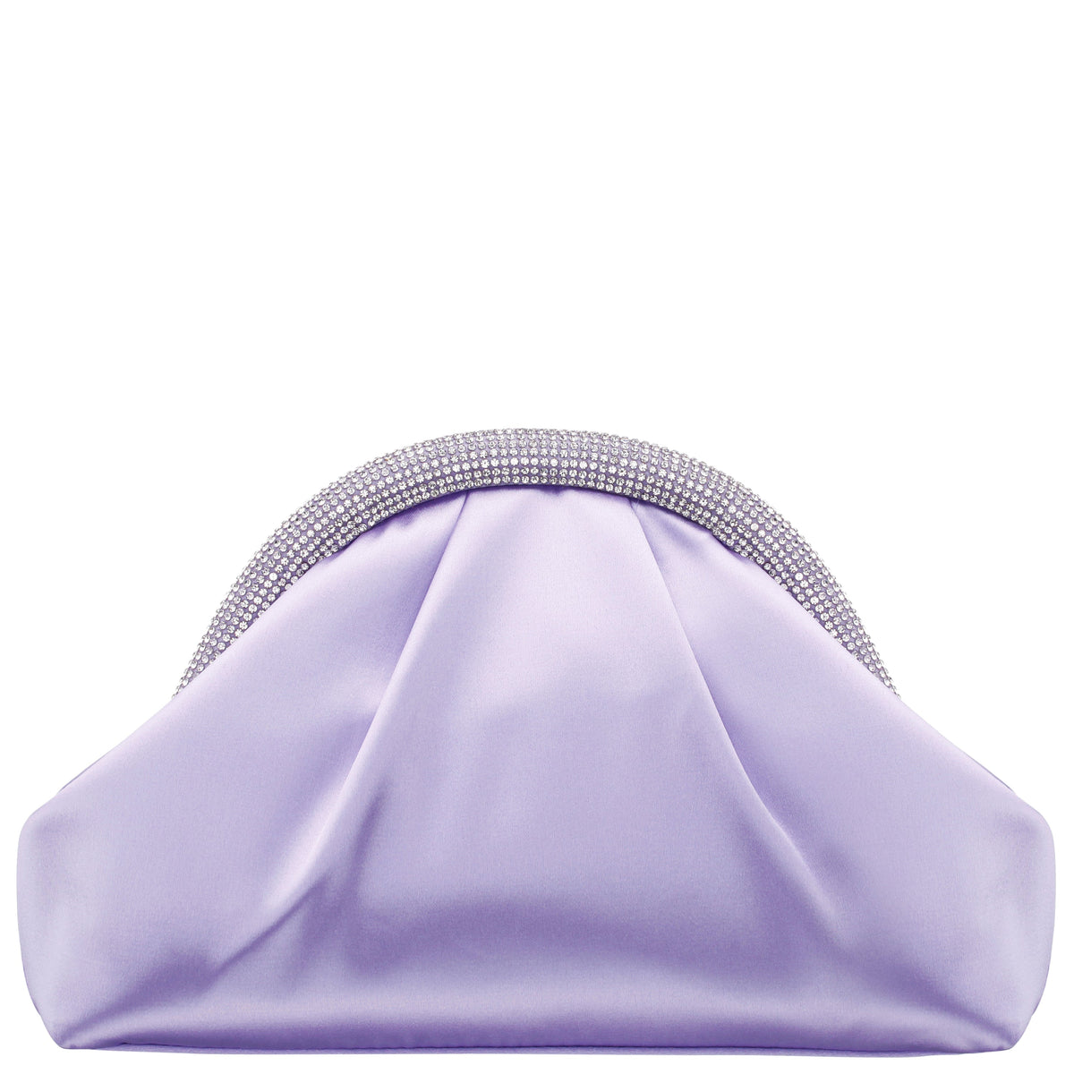 Nina Shoes Jane Purple Satin/Glass Crystal Frame Clutch