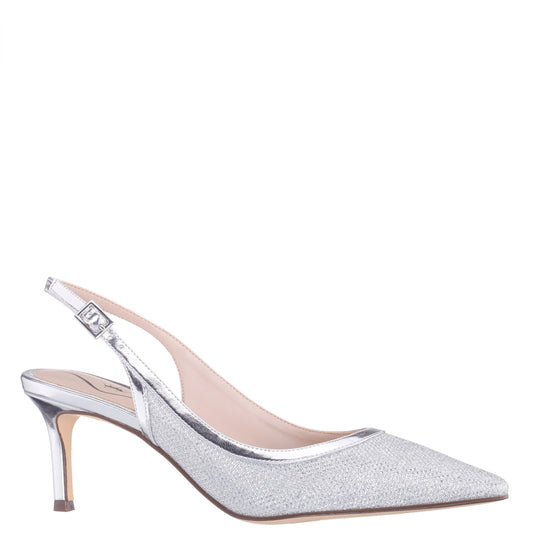 Nina Shoes Nazuri Silver Mid-Heel Pumps