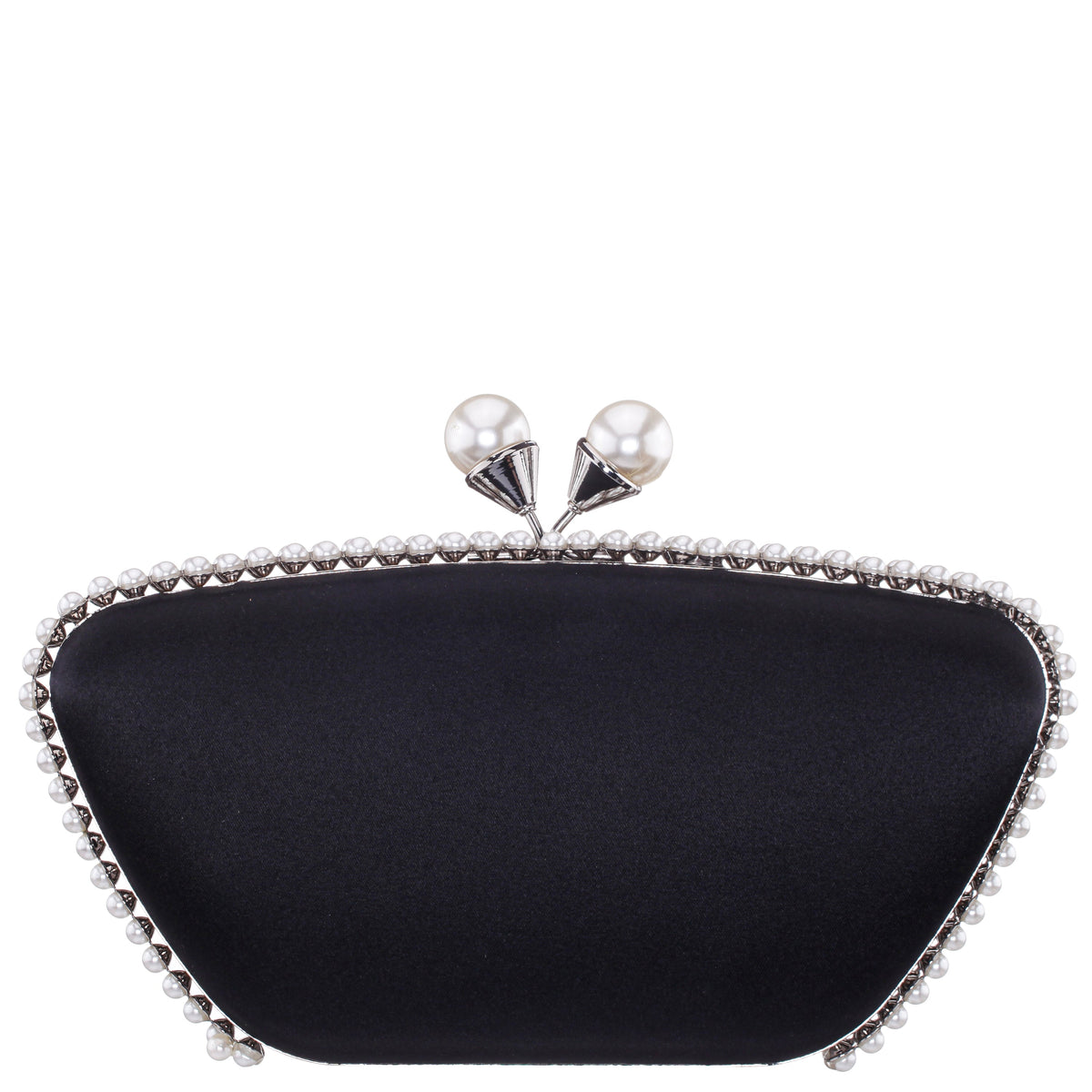 Nina Shoes Goddess Black Satin / Plastic Pearl Minaudiere