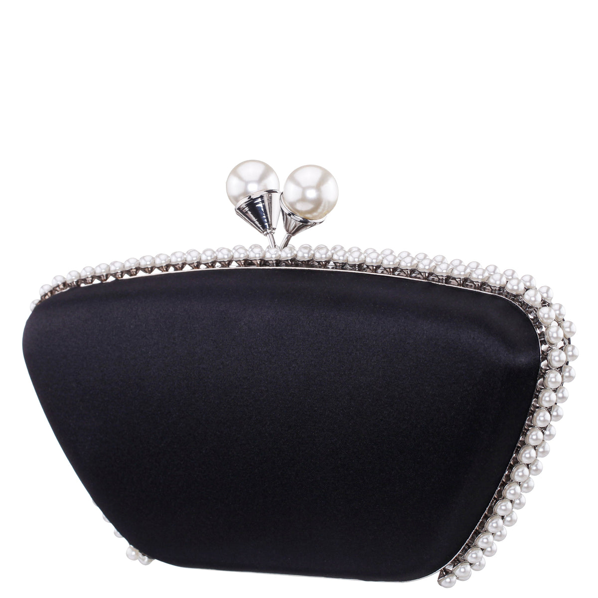Nina Shoes Goddess Black Satin / Plastic Pearl Minaudiere