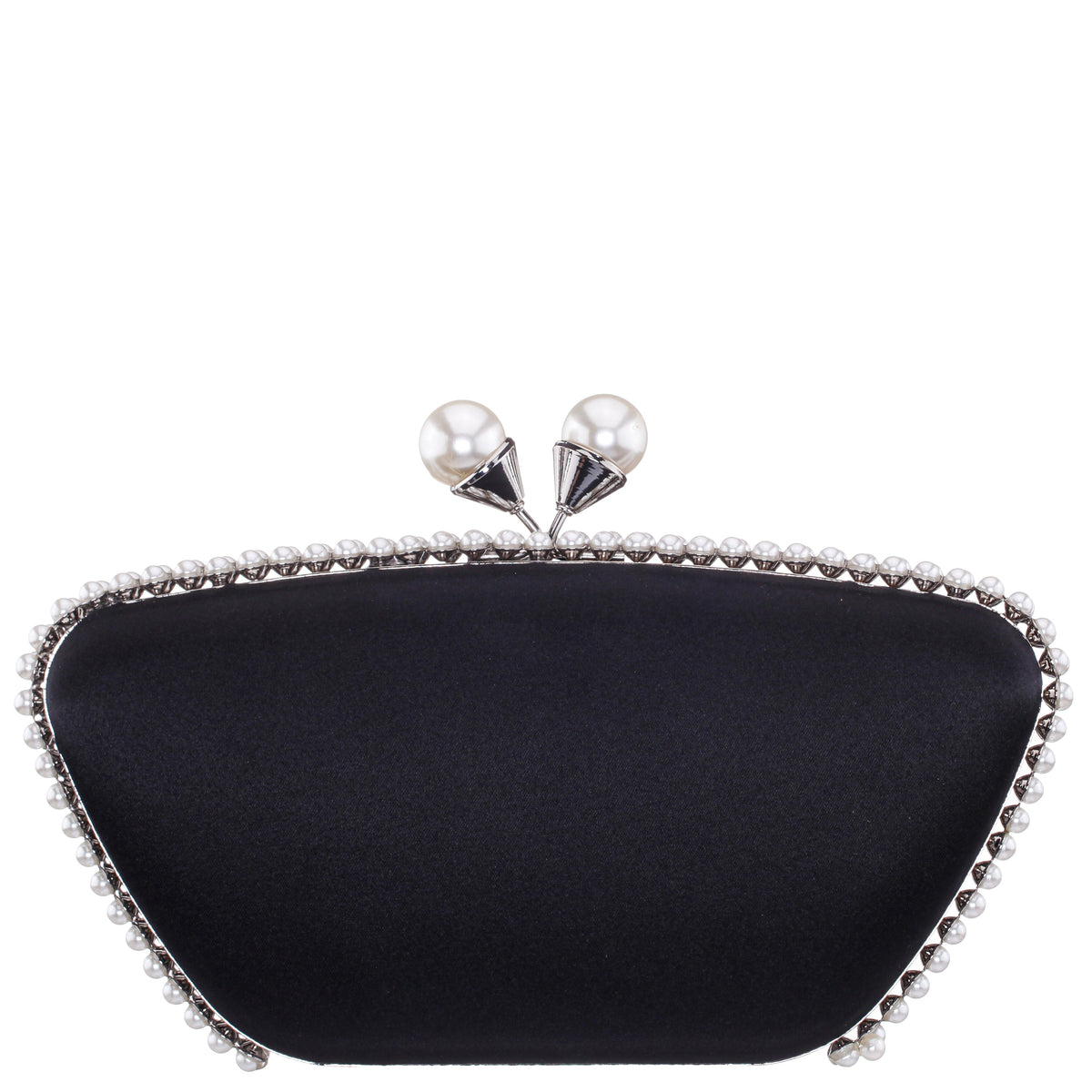 Nina Shoes Goddess Black Satin / Plastic Pearl Minaudiere
