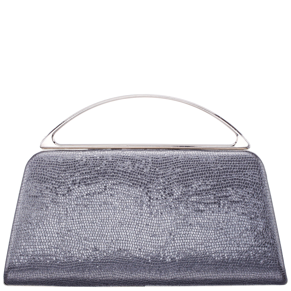 Nina Shoes Genesis-S Dark Silver Embossed Metallic Snake Minaudiere