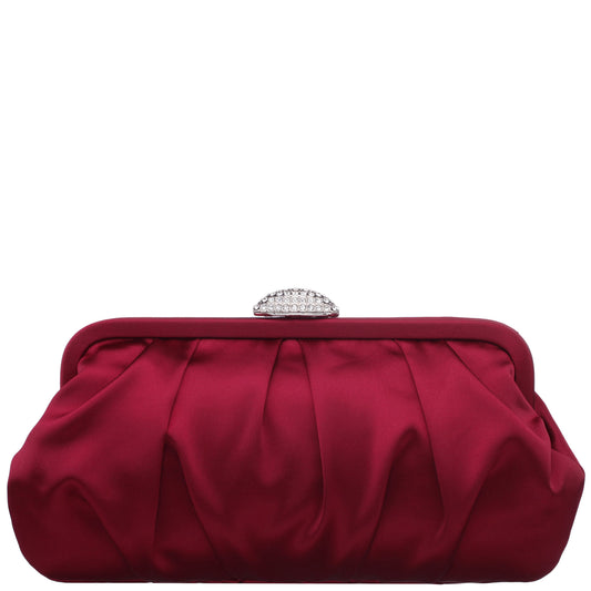 Nina Shoes Concord Red Satin Frame Clutch