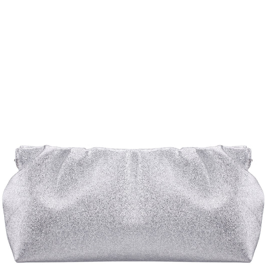 Nina Shoes Thea-T Silver Stellarglow Fabric Frame Clutch