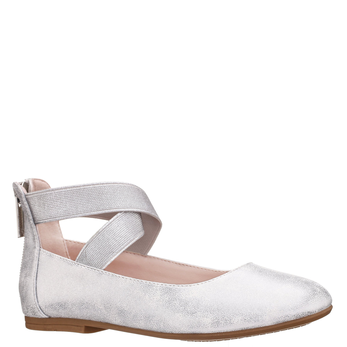 Nina Shoes Girls Marissa Silver zip back ballet flats