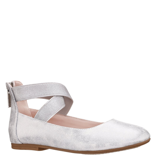 Nina Shoes Girls Marissa Silver zip back ballet flats