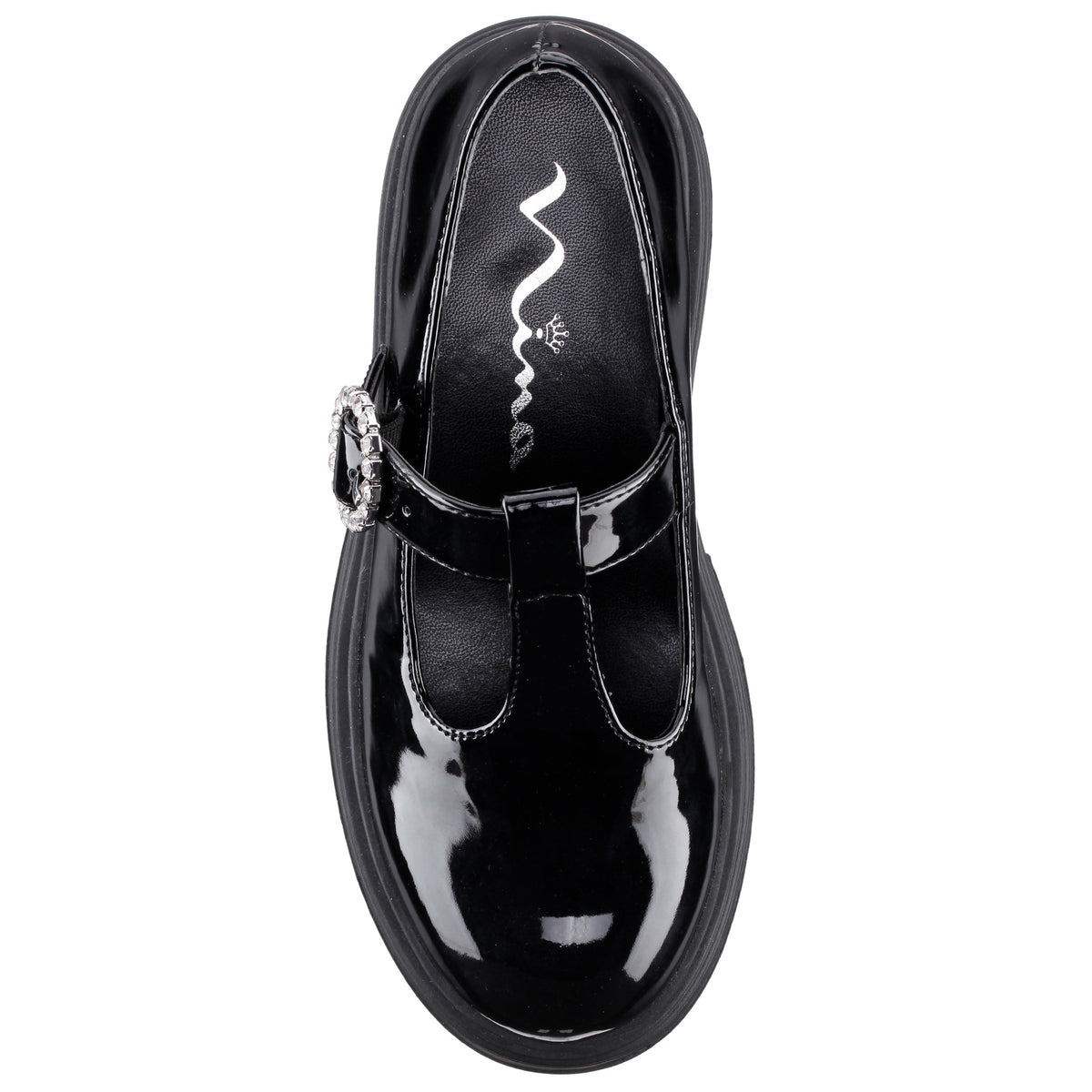 Nina Shoes Girls Stassi Black Patent T-strap school shoe