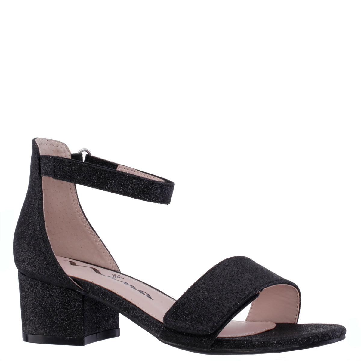 Nina Shoes Girls Rejina Black Glitter Adjustable Dress Sandals