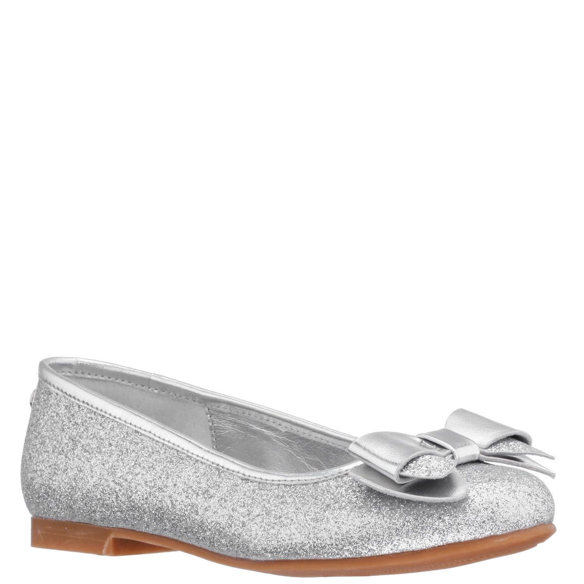 Nina Shoes Girls Kenzee Silver Glitter Ballet Flats