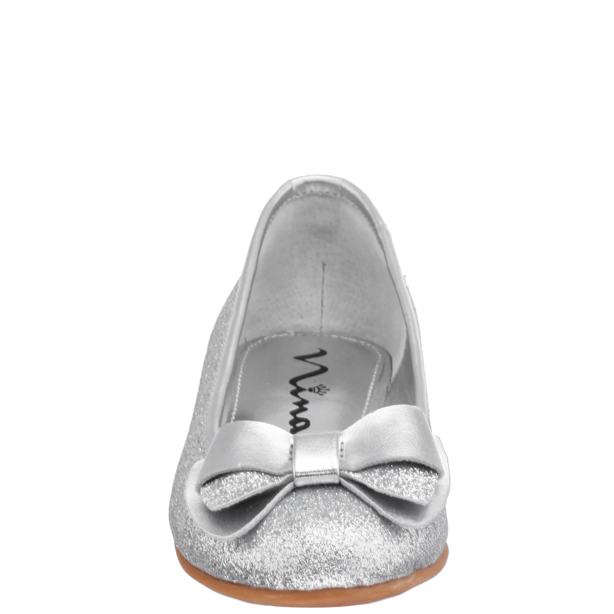 Nina Shoes Girls Kenzee Silver Glitter Ballet Flats