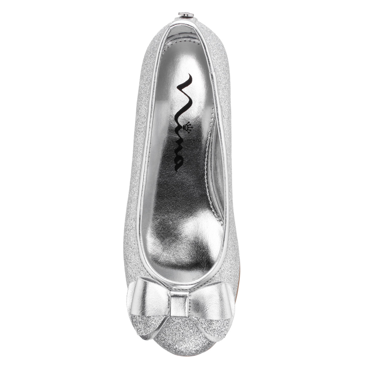 Nina Shoes Girls Kenzee Silver Glitter Ballet Flats