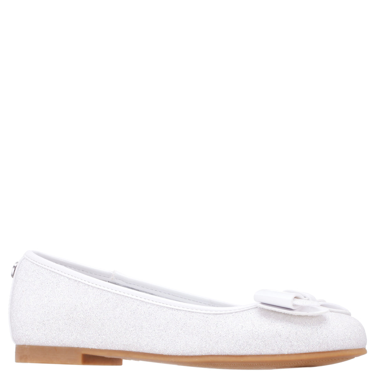 Nina Shoes Girls Kenzee White Glitter Ballet Flats