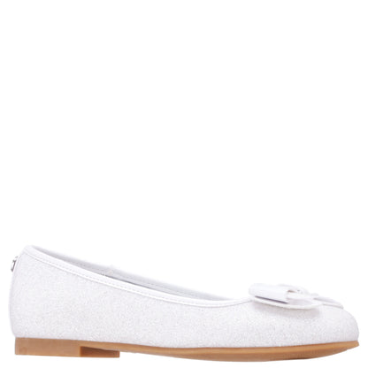 Nina Shoes Girls Kenzee White Glitter Ballet Flats