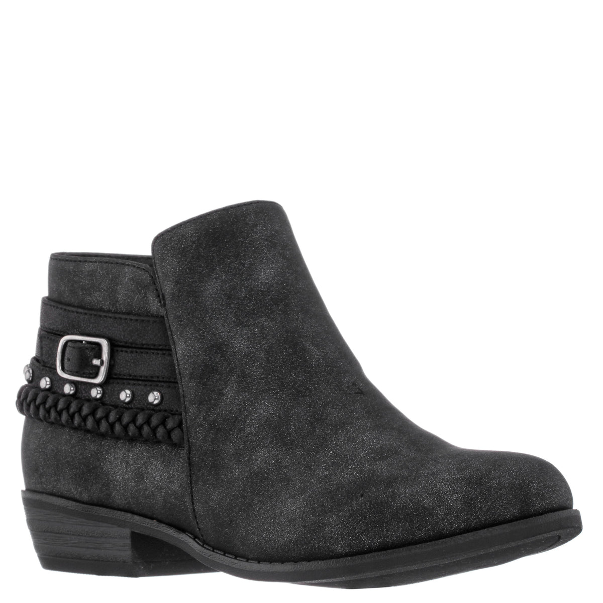 Nina Shoes Girls Kassie Black Shimmer Inside Zip Ankle Boots