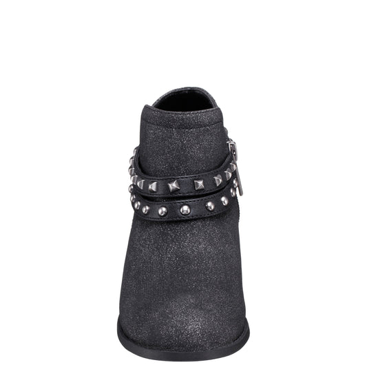 Nina Shoes Girls Nicolena Black Shimmer Inside Zip Ankle Boots