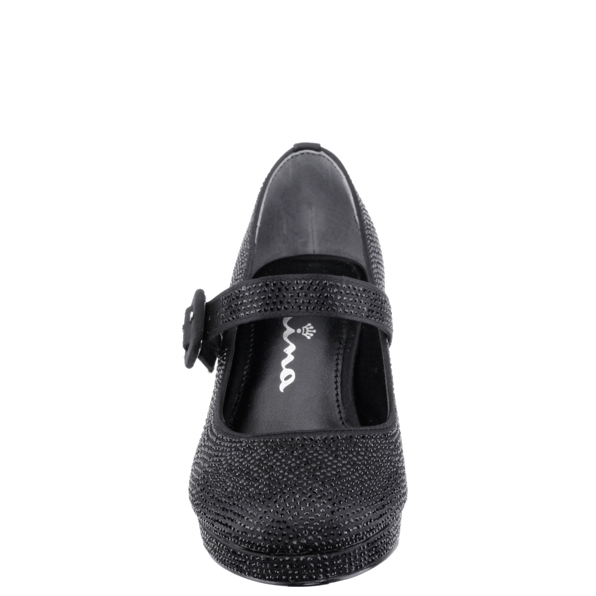 Nina Shoes Girls Catalina2 Black Stone Adjustable Buckle Dress Shoe
