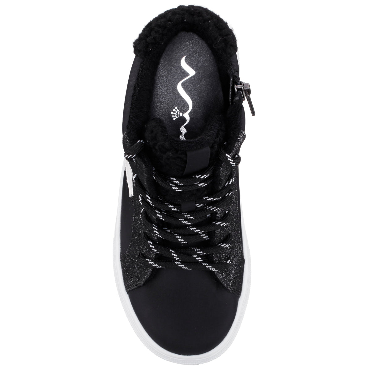 Nina Shoes Girls Tricia Black Inside Zip High Top Sneakers