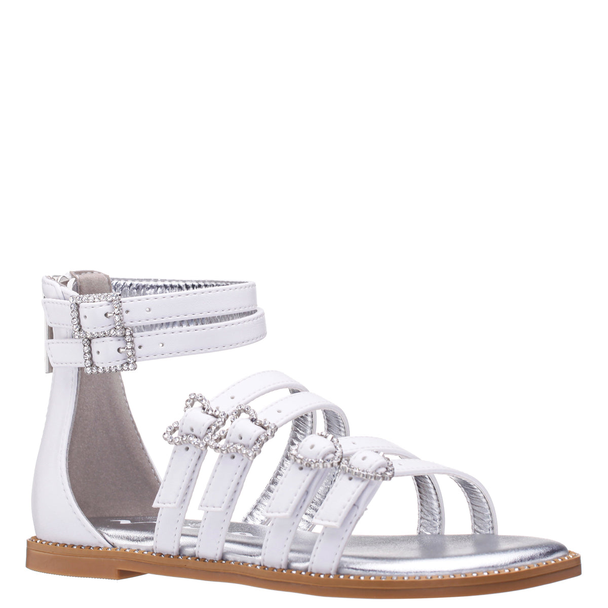 Nina Shoes Girls Brie White Back Zip Sandals