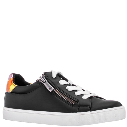 Nina Shoes Girls Ammber Black side Zip Low top Sneakers