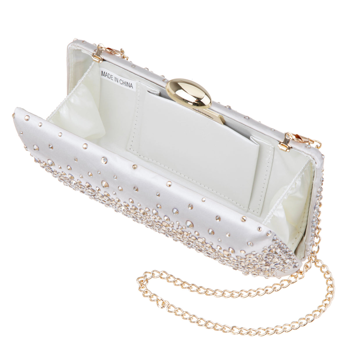 Nina Shoes Purity Beige Satin/Glass Crystal Minaudiere