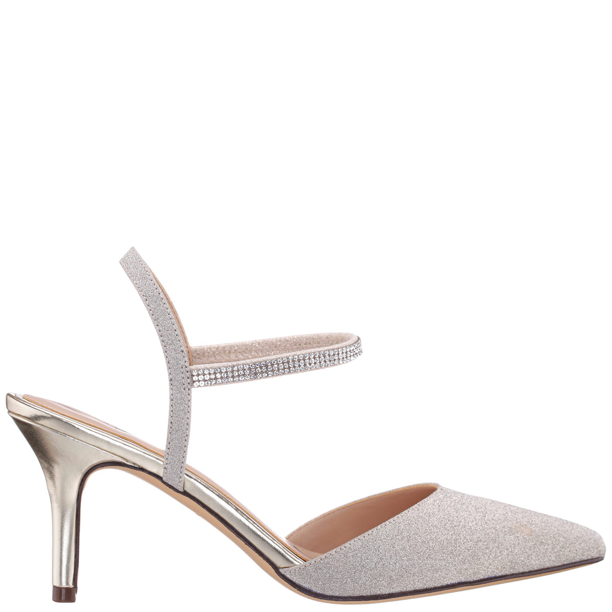 Nina Shoes Taisha Gold Sling Back Mid-Heel Dress Shoes