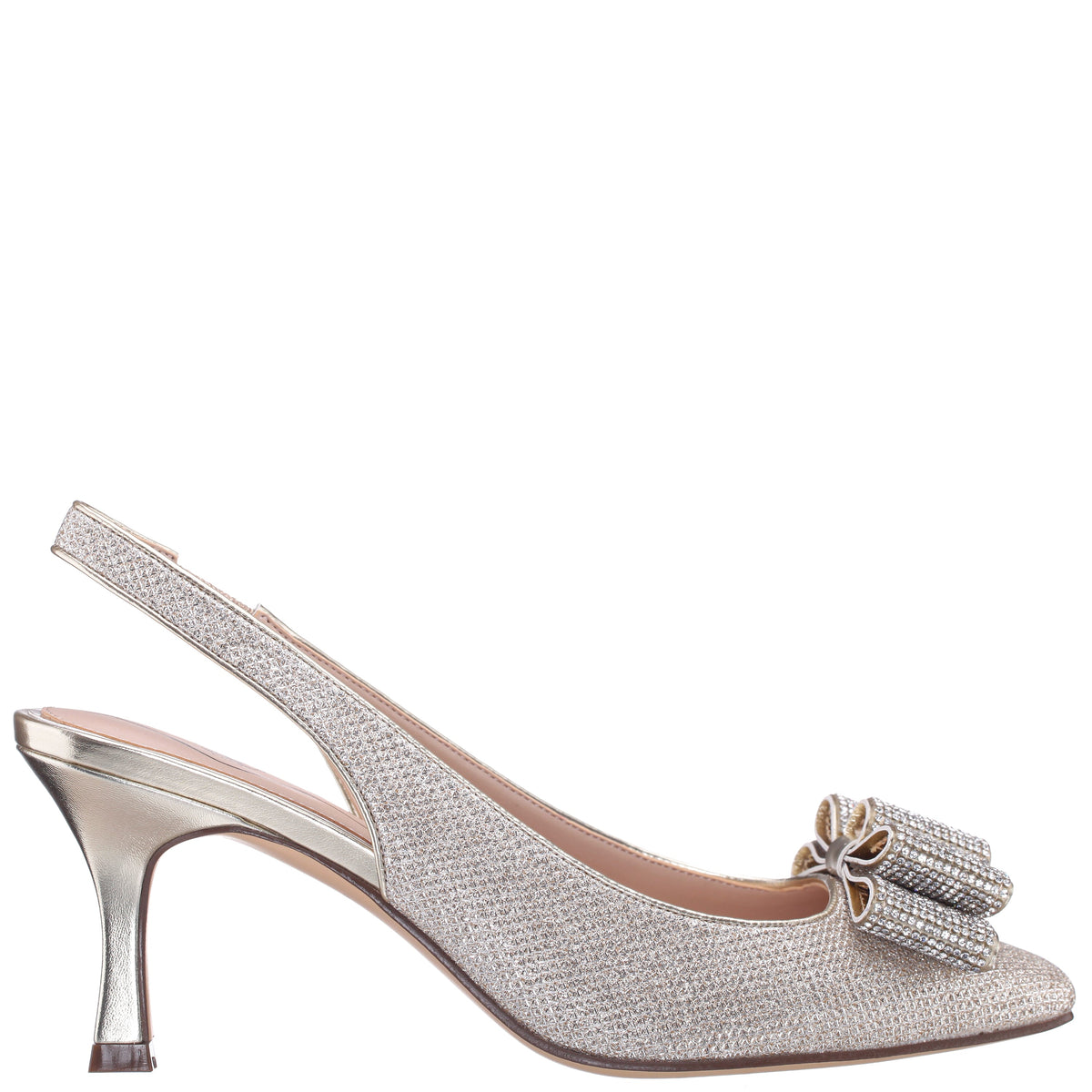 Nina Shoes Jolanda Gold Slip On Mid-Heel Dress Shoes