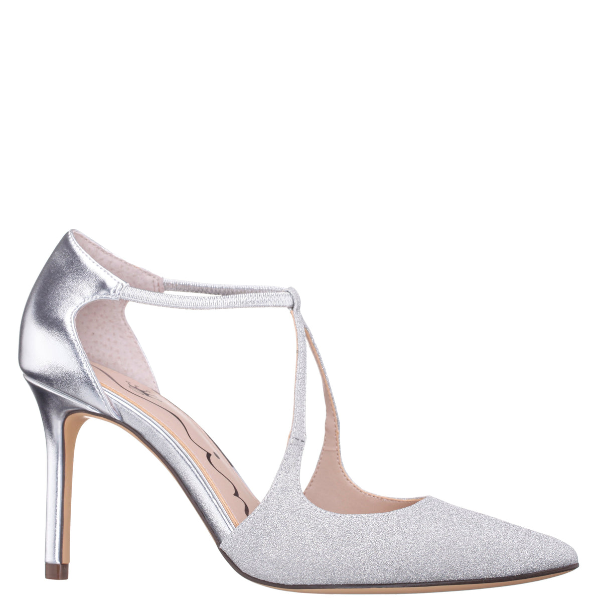 Nina Shoes Netta Silver Vinyl Glitter and Foil High-Heel Pumps