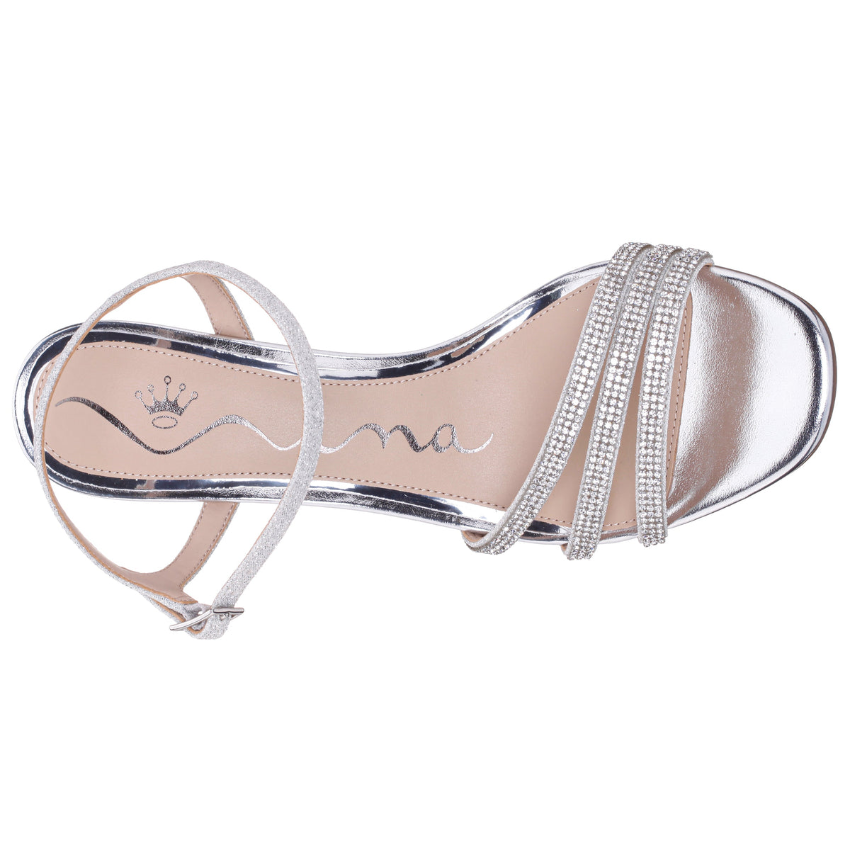 Nina Shoes Bettany Silver Metallic Mid-Heel Sandals