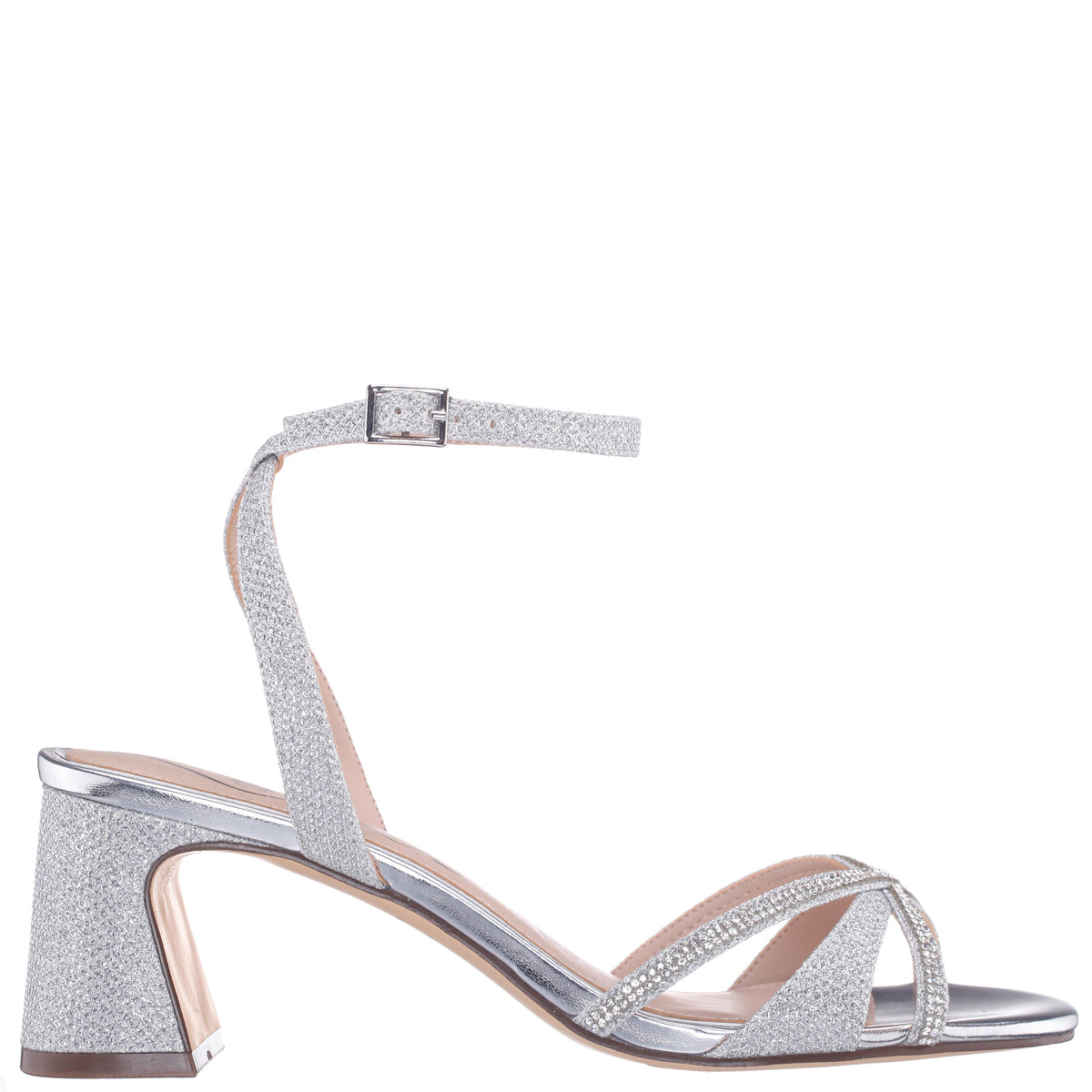 Nina Shoes Bracha Silver Block-Heel Sandals