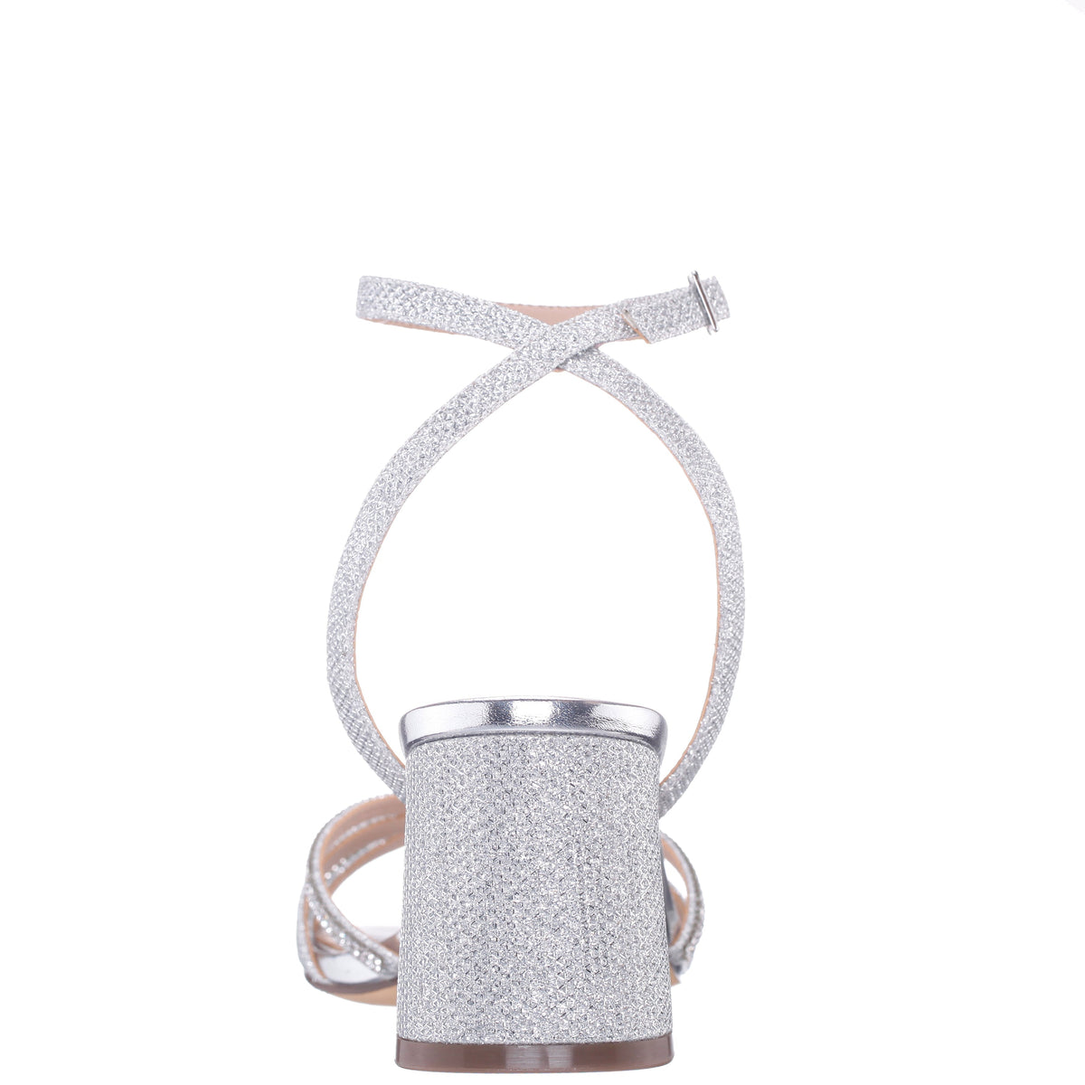Nina Shoes Bracha Silver Block-Heel Sandals