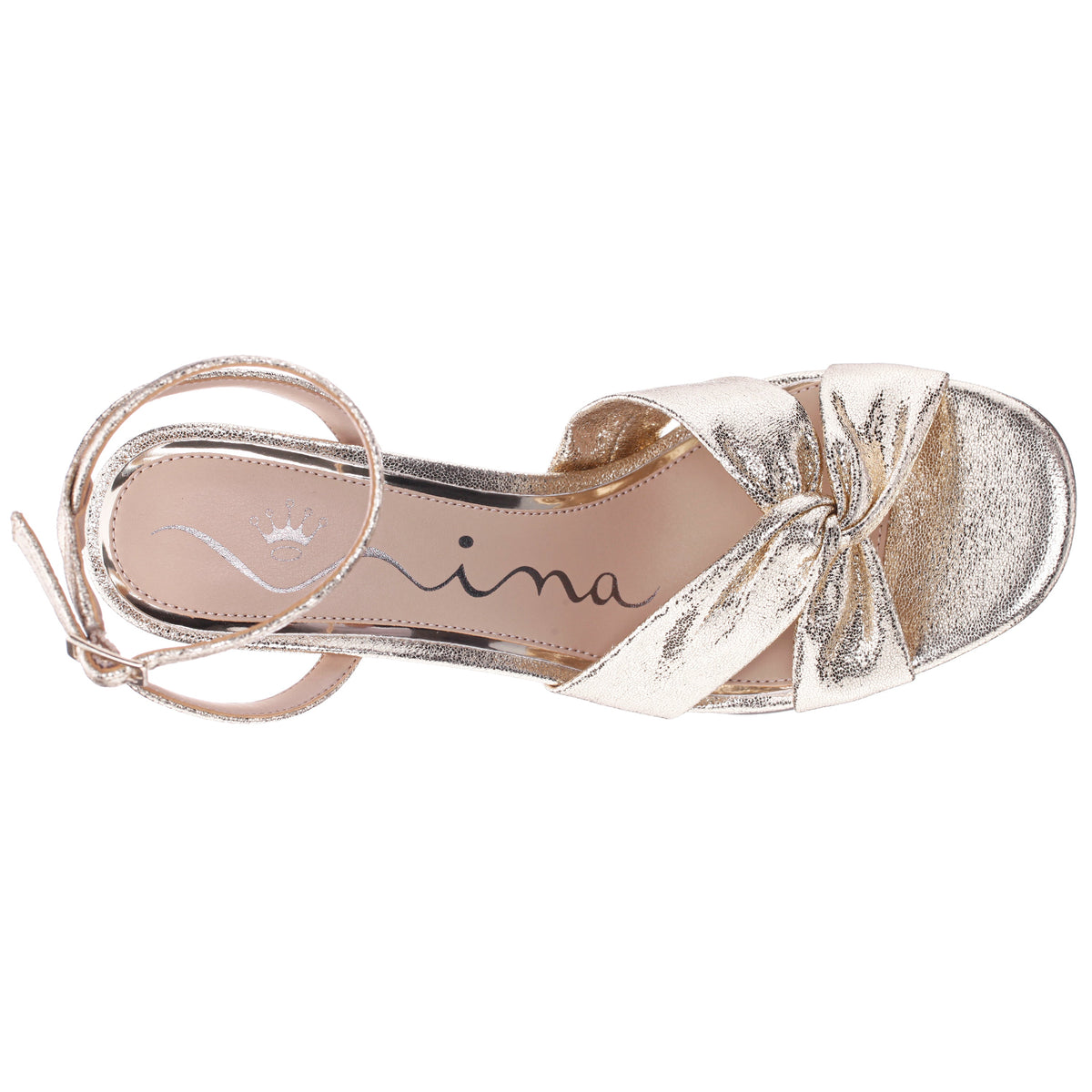 Nina Shoes Ashley Platino Shimmer Block-Heel Sandals