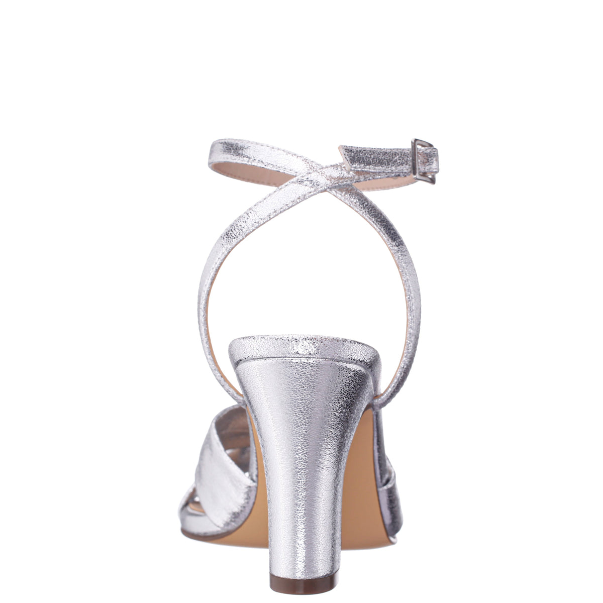 Nina Shoes Ashley Silver Shimmer Block-Heel Sandals