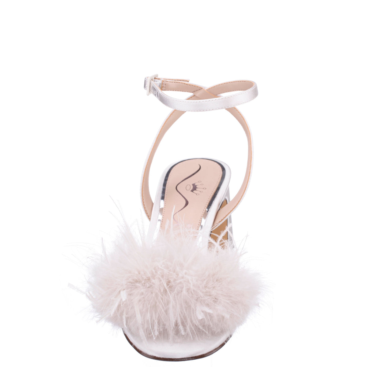 Nina Shoes Bev White Satin Block-Heel Sandals