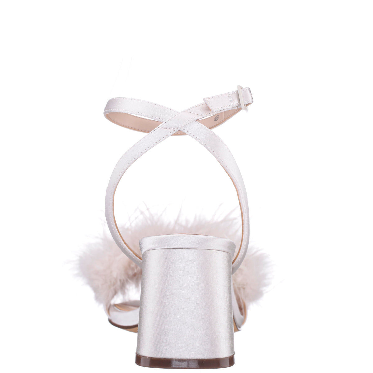 Nina Shoes Bev White Satin Block-Heel Sandals