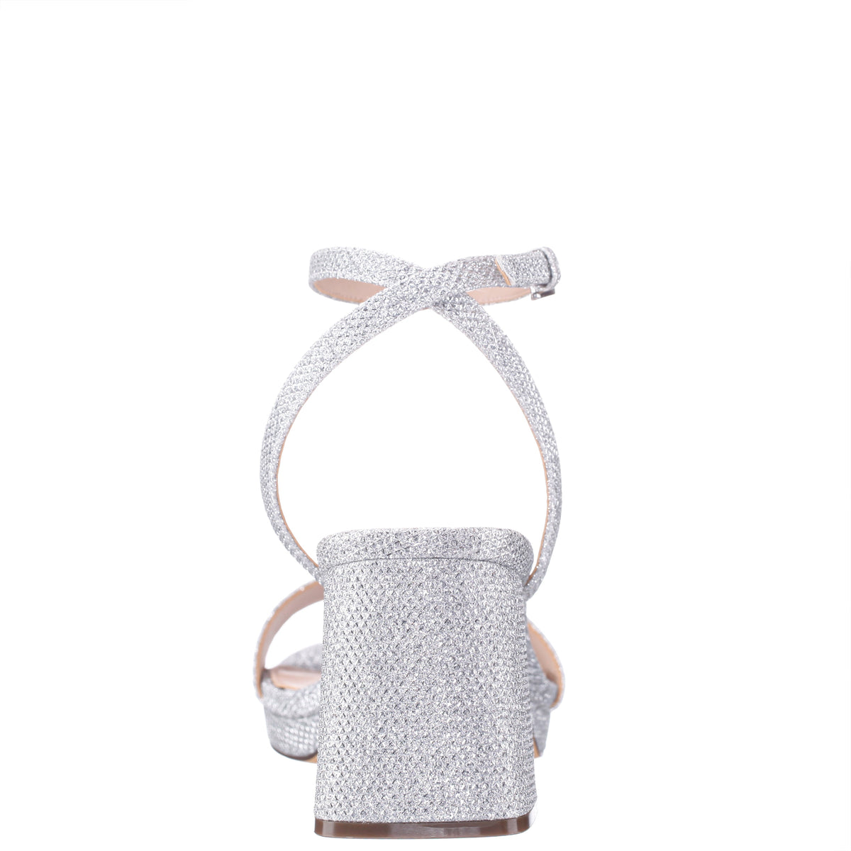 Nina Shoes Bergen Silver Textured Block-Heel Platform Sandals